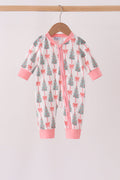 Pink Christmas Tree Bow Romper