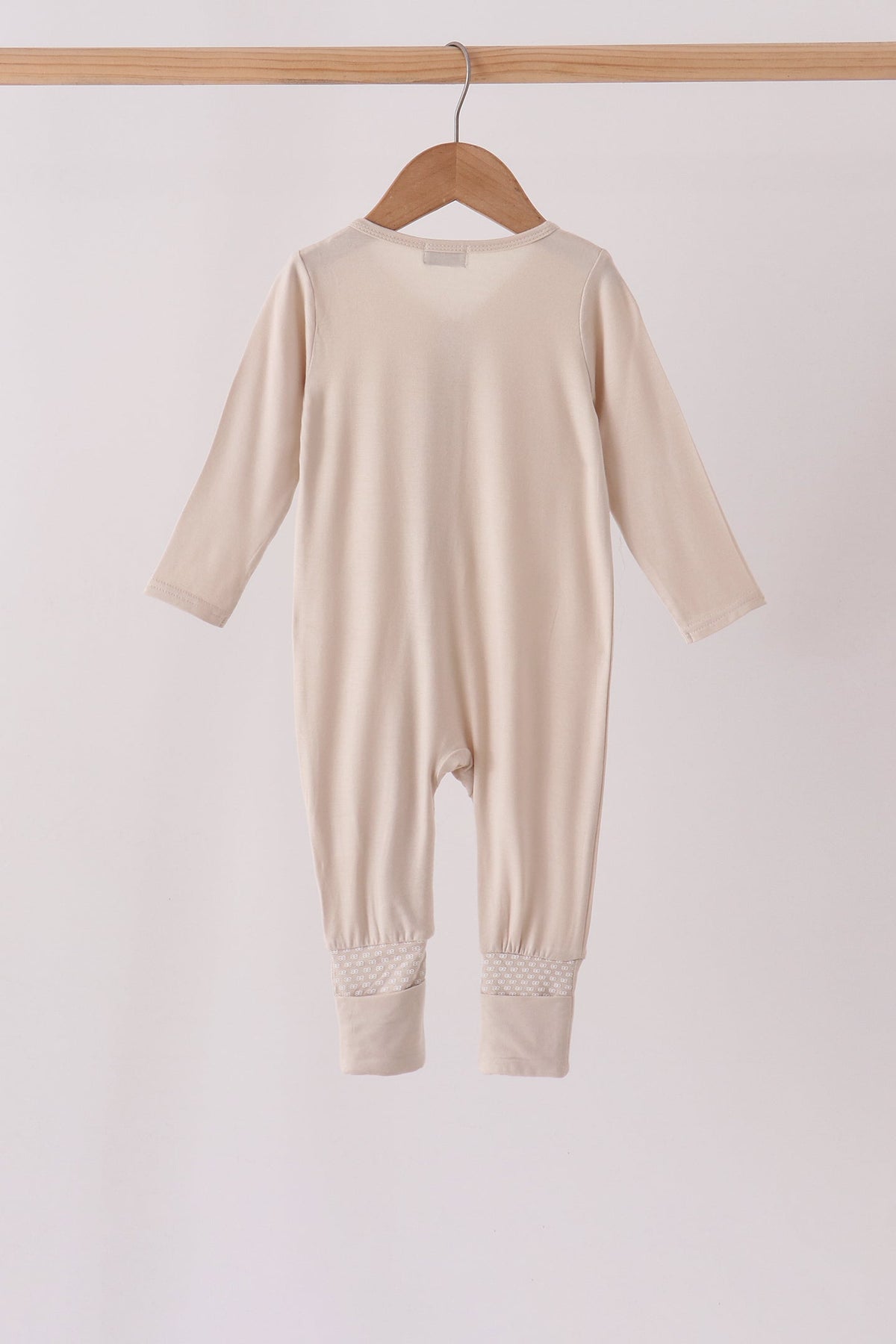 Beige zipper bamboo anti-slip romper